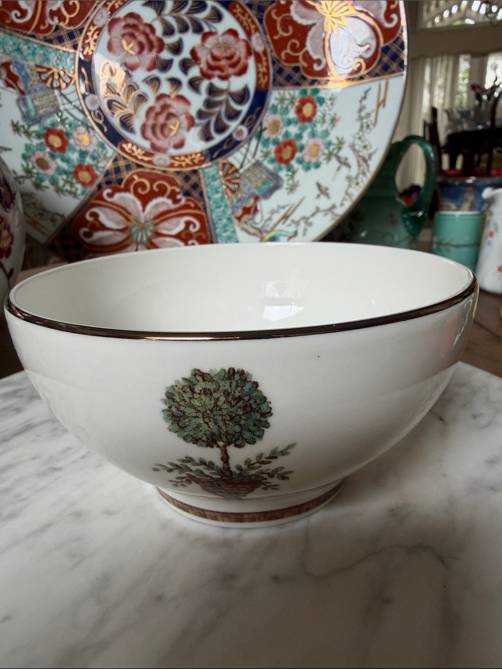 White  Lenox Mosaico d'Italia porcelain  bowl designed by Chuck Fischer